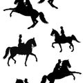 seamless background of silhouettes a gentleman on horseback,